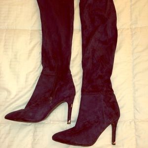 Blue suede boots knee high